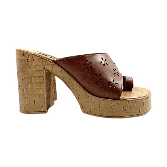 Vintage LEI 90s Y2K Chunky Heel Platform Slides 7 - Picture 5 of 16